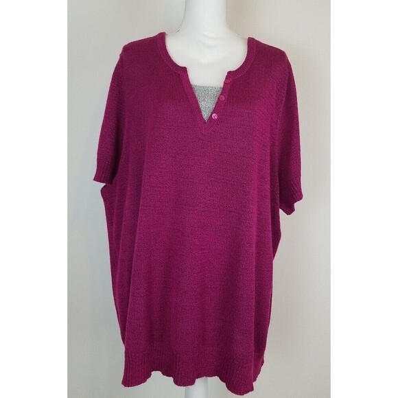 Catherines Sweaters - Catherines Dark Pink Pullover Knit Sweater/Blouse Plus Size 3X (26/28)